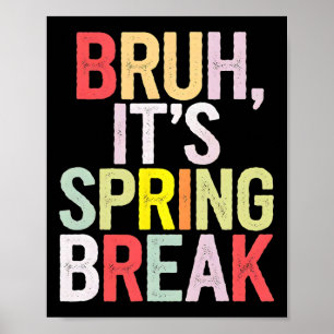 Funny Bruh It's Spring Break Vintage Spring Break Poster