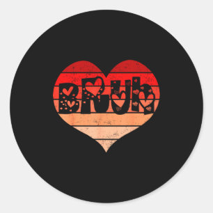 Funny Bruh Love Heart Valentine Men Boy Kid Girl W Classic Round Sticker