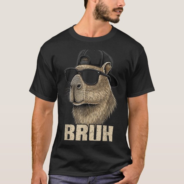 Funny Bruh Meme Capybara Lover Cool Sungles For Me T-Shirt (Front)
