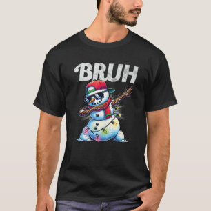 Funny Bruh Meme Cool Dabbing Snowman Christmas Boy T-Shirt