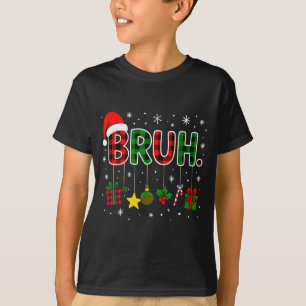 Funny Bruh Red Green Plaid Christmas Pajamas Teens T-Shirt
