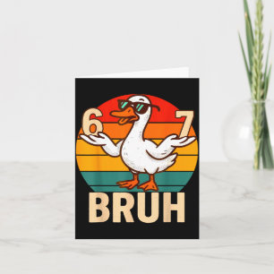 Funny Bruh Retro Duck 6 7 Meme Kids Teen Boys  Card