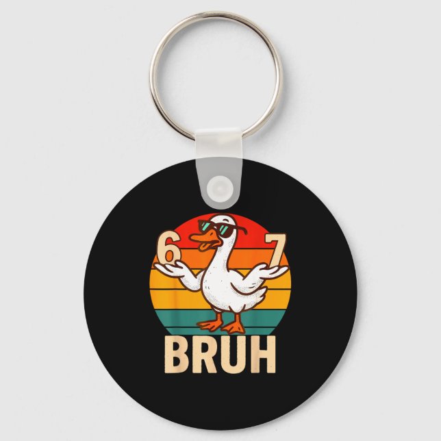 Funny Bruh Retro Duck 6 7 Meme Kids Teen Boys  Key Ring (Front)