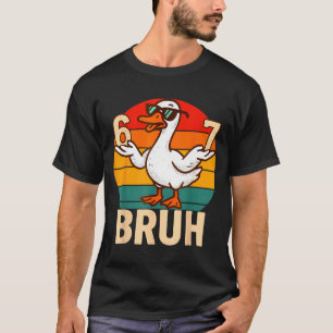 Funny Bruh Retro Duck 6 7 Meme Kids Teen Boys T-Shirt