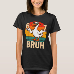 Funny Bruh Retro Duck 6 7 Meme Kids Teen Boys  T-Shirt