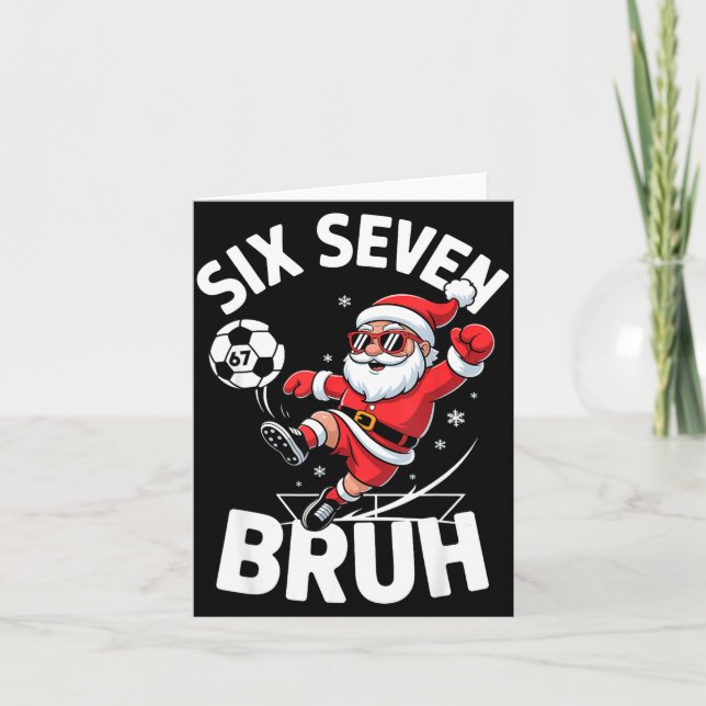 Funny Bruh Soccer Santa 67 Meme Christmas Xmas Paj Card (Front)