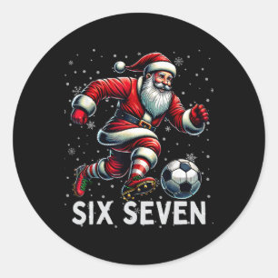 Funny Bruh Soccer Santa 67 Meme Christmas Xmas Paj Classic Round Sticker