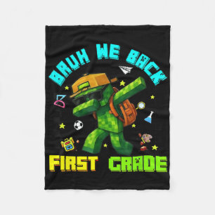 Funny Bruh We Back First Grade Dabbing Gamers Boys Fleece Blanket