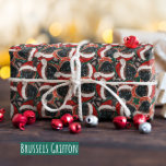Funny Brussels Griffon Christmas Pattern Wrapping Paper<br><div class="desc">Funny Brussels Griffon Christmas Pattern features a watercolor of a Brussels Griffon with a red Santa's Hat and a red Christmas collar. Funny design for Dog Lovers!</div>