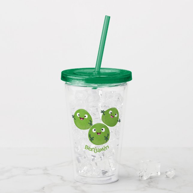 Funny Brussels sprouts vegetables cartoon Acrylic Tumbler (Back Ice)