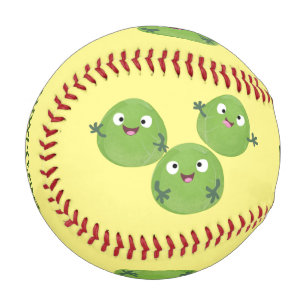 Funny Brussels sprouts vegetables cartoon Baseball
