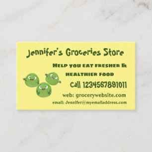 Funny Brussels sprouts vegetables cartoon Business Card