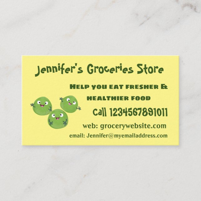 Funny Brussels sprouts vegetables cartoon Business Card (Front)