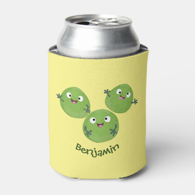 Funny Brussels sprouts vegetables cartoon Can Cooler (Can Front)