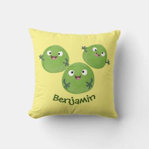 Funny Brussels sprouts vegetables cartoon Cushion