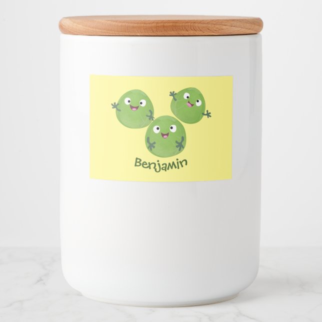 Funny Brussels sprouts vegetables cartoon Food Label (Front)