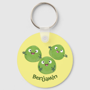 Funny Brussels sprouts vegetables cartoon Key Ring