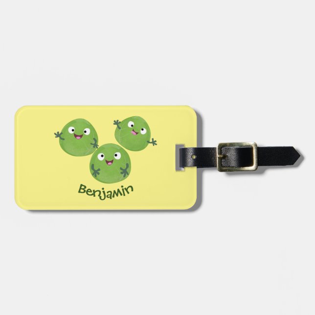 Funny Brussels sprouts vegetables cartoon Luggage Tag (Front Horizontal)