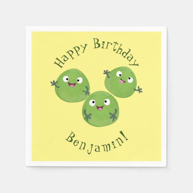 Funny Brussels sprouts vegetables cartoon Napkin (Front)