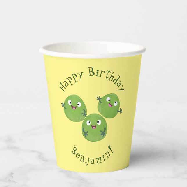 Funny Brussels sprouts vegetables cartoon Paper Cups (Front)