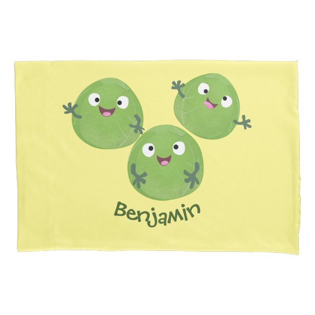 Funny Brussels sprouts vegetables cartoon Pillowcase (Front)