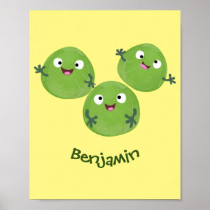 Funny Brussels sprouts vegetables cartoon Poster
