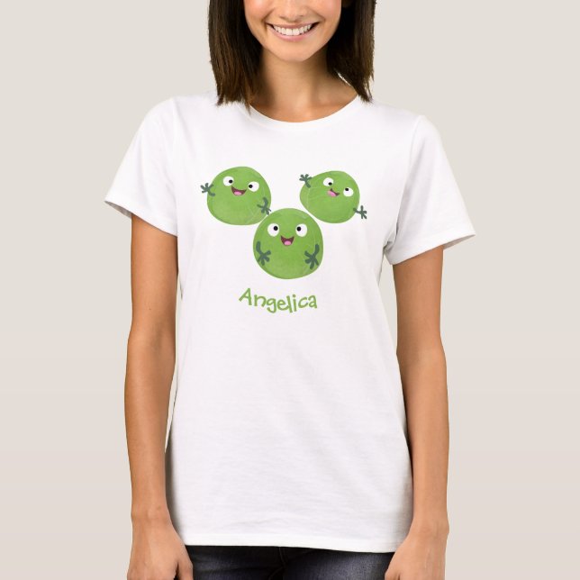 Funny Brussels sprouts vegetables cartoon T-Shirt (Front)