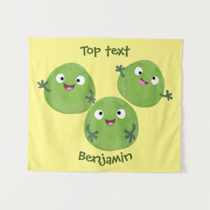 Funny Brussels sprouts vegetables cartoon  Tapestry