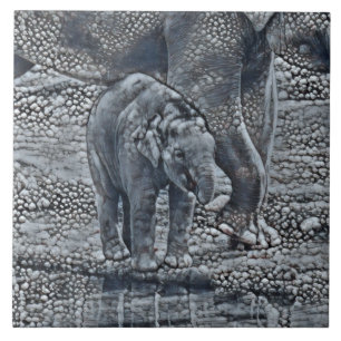 funny bubble elephant baby ceramic tile