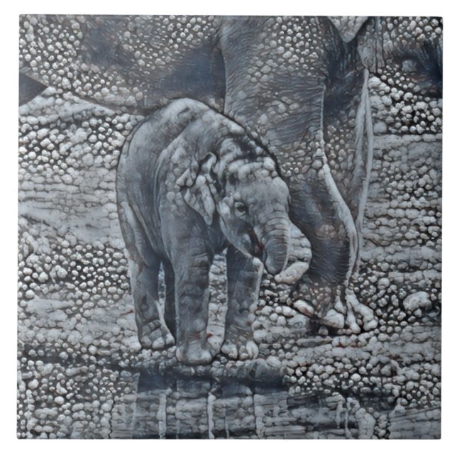 funny bubble elephant baby ceramic tile (Front)