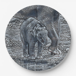 funny bubble elephant baby paper plate