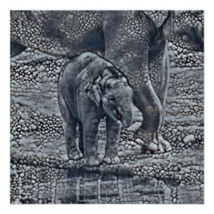 funny bubble elephant baby poster