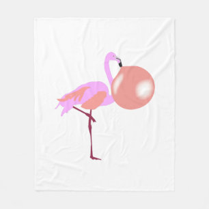 Funny Bubble Gum Flamingo Blowing Bubble Fleece Blanket
