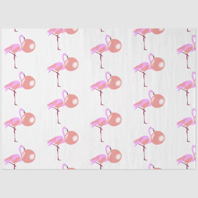 Funny Bubble Gum Flamingo Blowing Bubble Tissue Paper (Front)