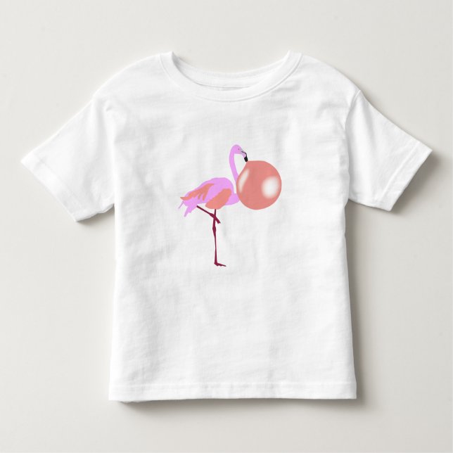 Funny Bubble Gum Flamingo Blowing Bubble Toddler T-Shirt (Front)