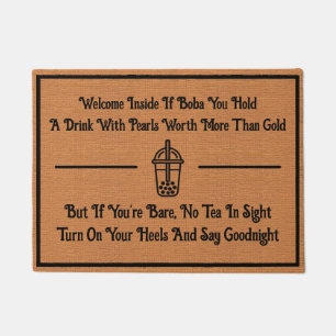 Funny Bubble Tea Humour Rustic Minimalist Quirky Doormat