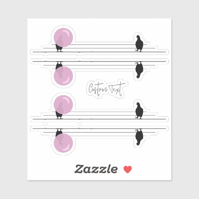 Funny Bubblegum Birds on a Wire (Sheet)