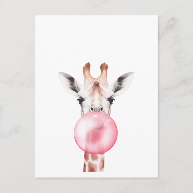 Funny Bubblegum Giraffe Postcard (Front)