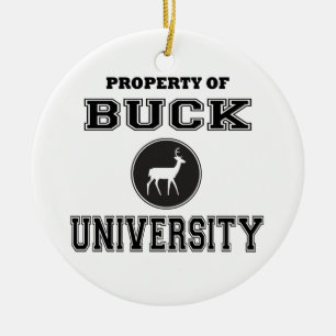 Funny Buck University Ceramic Tree Decoration