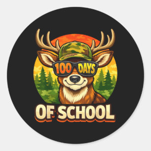 Funny Bucked 100 Day of School Camo Deer Outdoor Classic Round Sticker