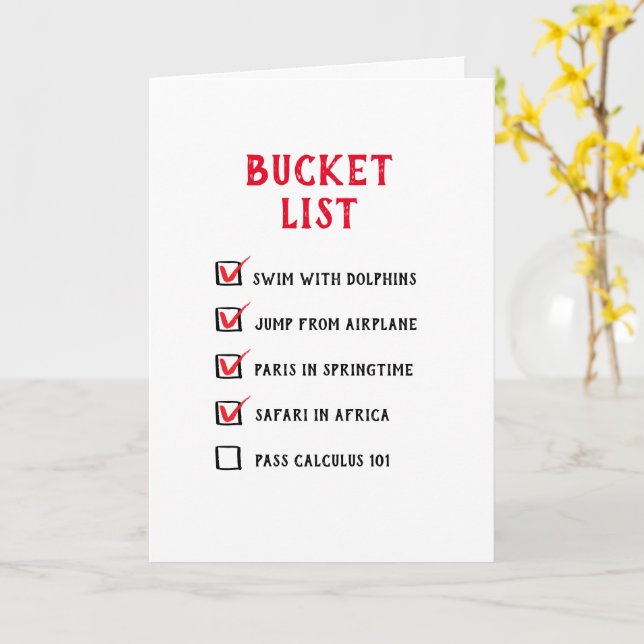 Funny Bucket List - Birthday Retirement Graduation Card (Yellow Flower)