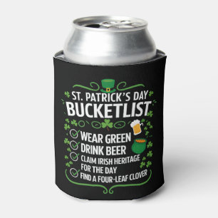 Funny Bucket List Celebrate St Patrick's Day Can Cooler