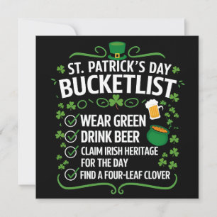 Funny Bucket List Celebrate St Patrick's Day Invitation