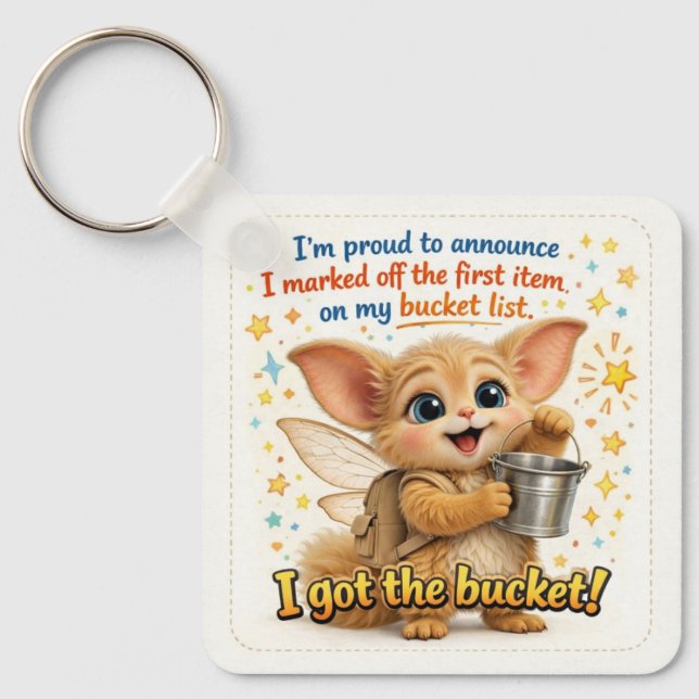 Funny Bucket List Dad Joke Key Ring (Front)