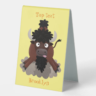 Funny buffalo bison cartoon illustration