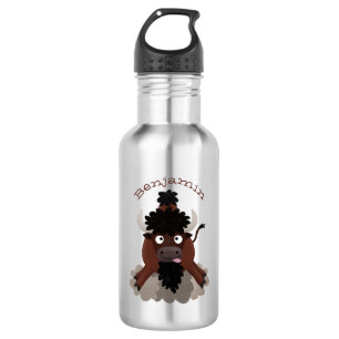 Funny buffalo bison cartoon illustration 532 ml water bottle