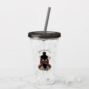 Funny buffalo bison cartoon illustration acrylic tumbler