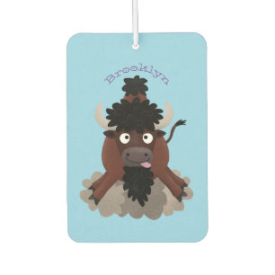 Funny buffalo bison cartoon illustration car air freshener