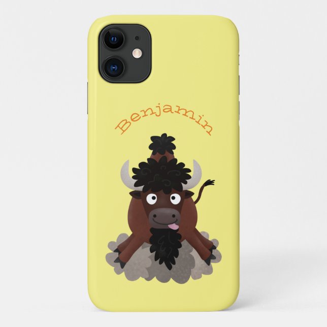 Funny buffalo bison cartoon illustration Case-Mate iPhone case (Back)