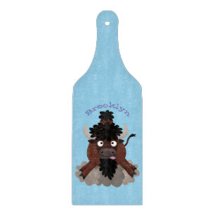 Funny buffalo bison cartoon illustration cutting board
